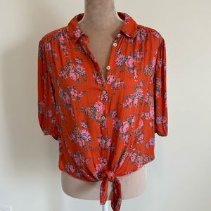 Orange Floral Blouse